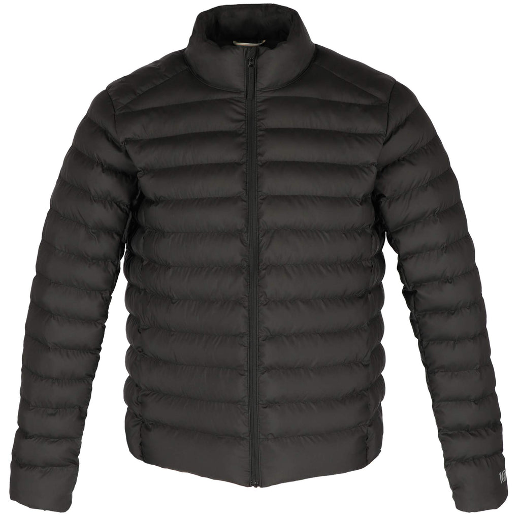 tentree Cloud Shell Packable Puffer Jacket for Men Embroidery - ten Meteorite Black - Front
