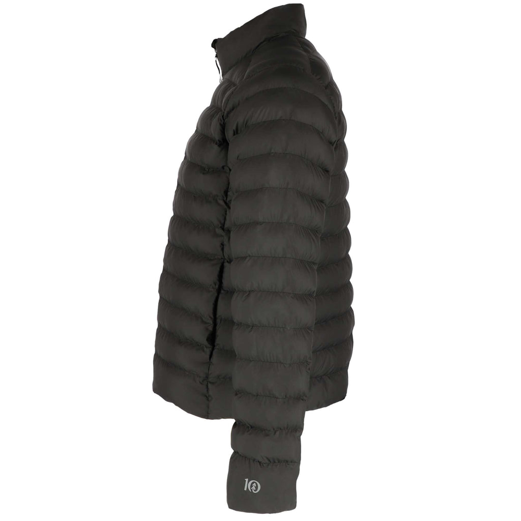 tentree Cloud Shell Packable Puffer Jacket for Men Embroidery - ten Meteorite Black - Left Side