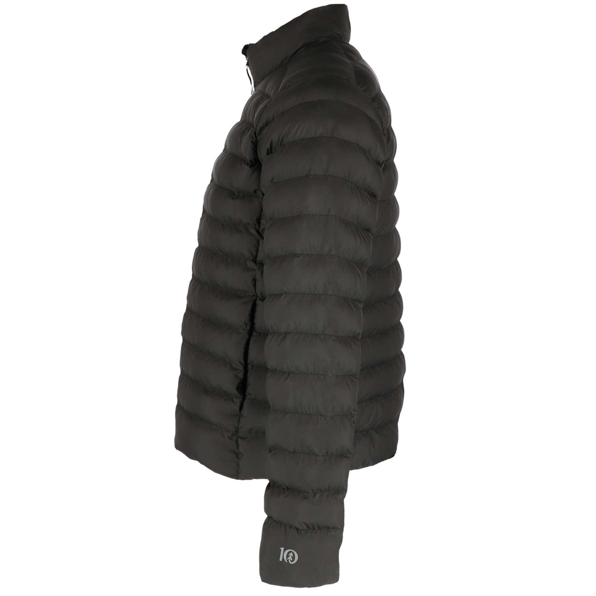 tentree Cloud Shell Packable Puffer Jacket for Men Embroidery - ten Meteorite Black - Left Side