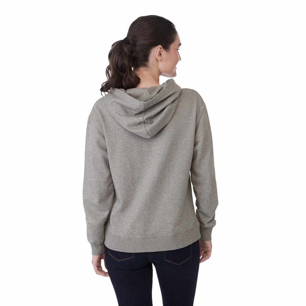 Tentree Organic Cotton Pullover Hoodie for Women Embroidery - ten Heather Grey - Back On Model