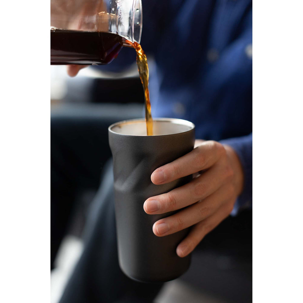 Thalia Geometric Grip Vacuum Tumbler, 16 oz Laser Engraving - Black - Lifestyle