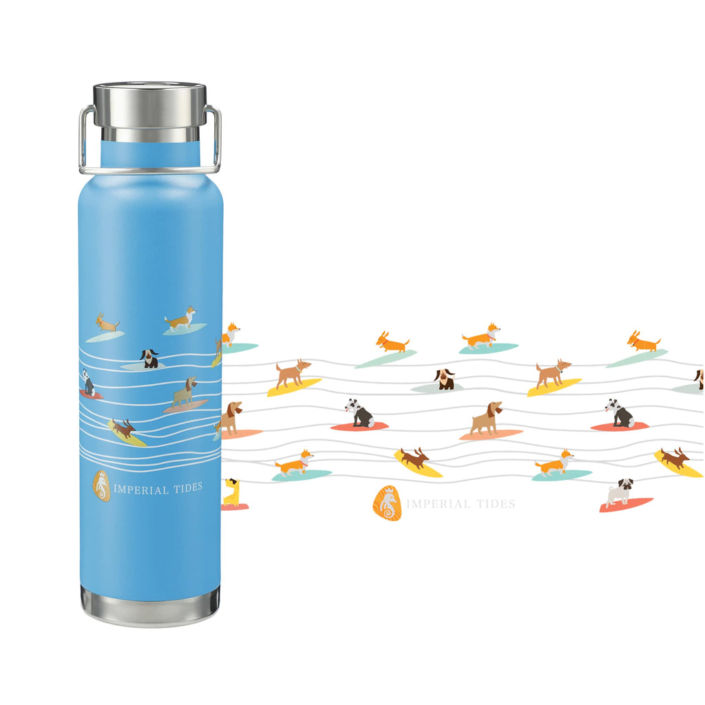 Thor Copper Insulated Water Bottle, 22 oz Full Color - Process Blue - Front 2
