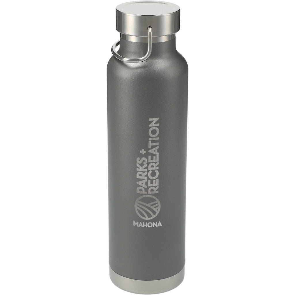 Thor Copper Insulated Water Bottle, 22 oz Laser Engraving - Gray - Front 2
