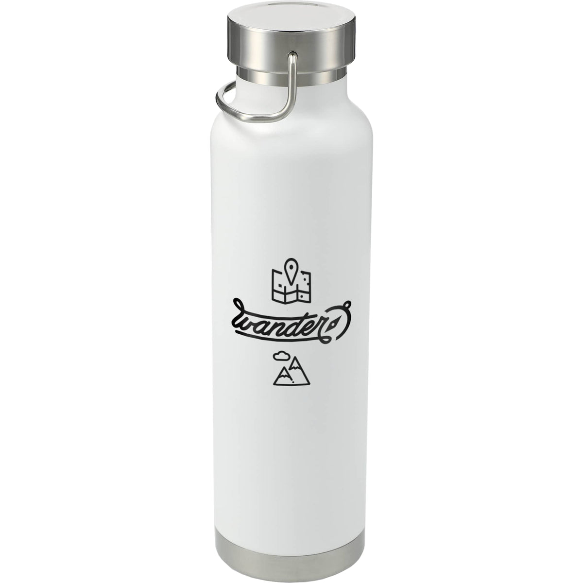 Thor Copper Insulated Water Bottle, 22 oz Laser Engraving - White - Front 2