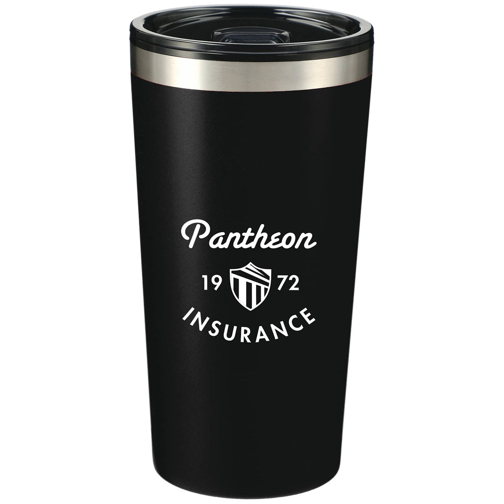 Thor Stainless Tumbler with Straw, 16 oz - Black - Front