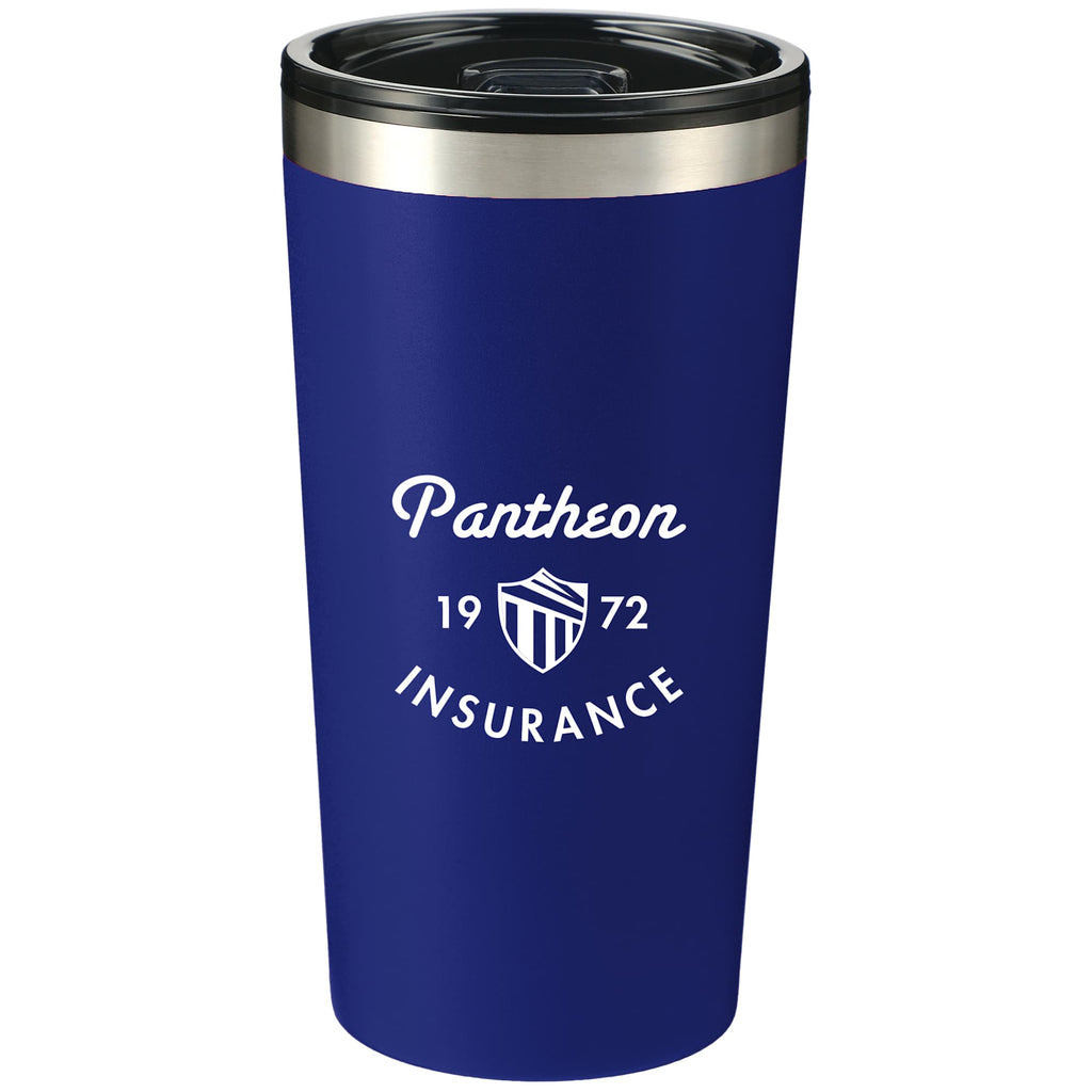 Thor Stainless Tumbler with Straw, 16 oz - Blue - Front