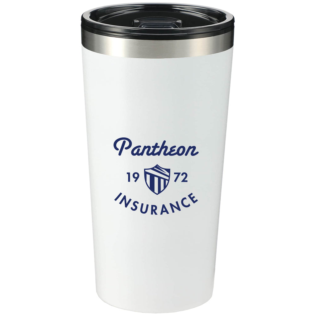 Thor Stainless Tumbler with Straw, 16 oz - White - Front