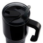 Thor Straw Tumbler with Handle, 20 oz Laser Engraving - Black - Lid