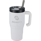 Thor Straw Tumbler with Handle, 20 oz Laser Engraving - White - Front