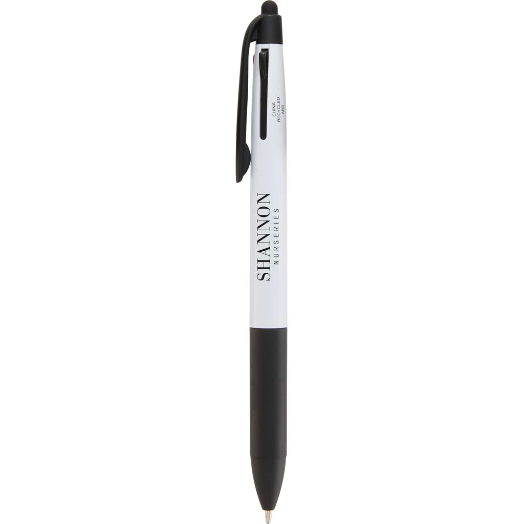 Three Color Ink Pen with Stylus in Recycled ABS - Black - Front