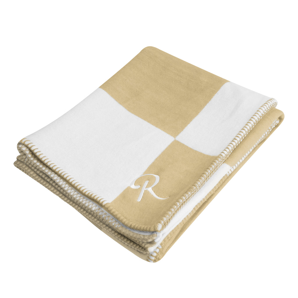 Throw Blanket, Southampton - Tan - Embroidery