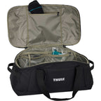 Thule Lumion Duffel Bag in Recycled Polyester, 40L Embroidery - Black - Right Angle Open