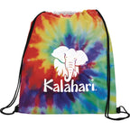 Tie Dye Pattern Drawstring Bag - Multi-Colored - Front