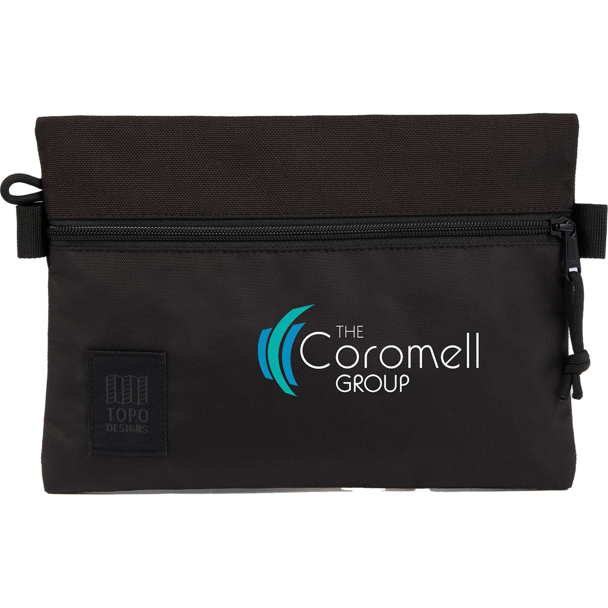 Topo Designs Accessory Pouch in Recycled Nylon Embroidery - Black - Front