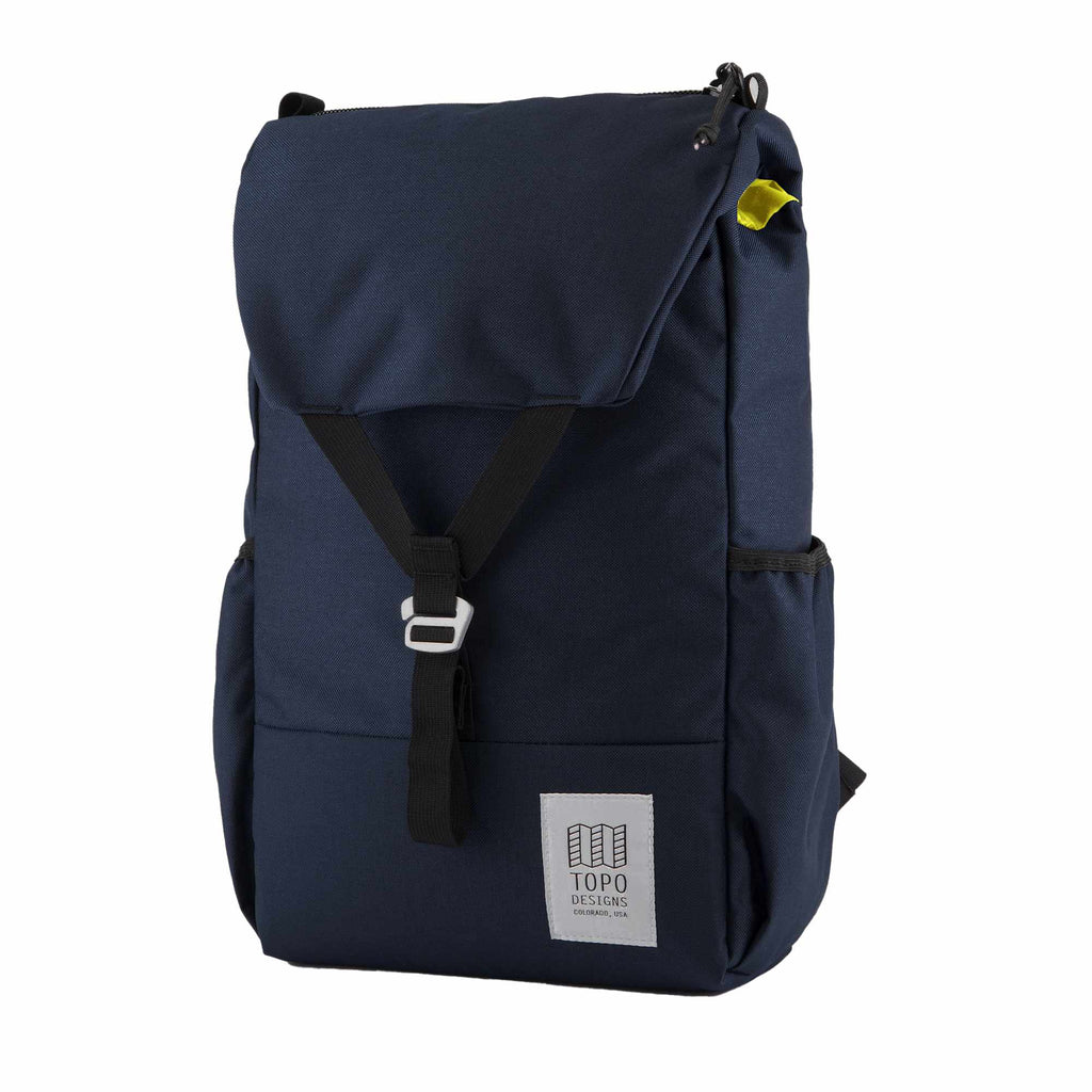 Topo Designs Y Pack with G-Hook Flap, 15 Inch Embroidery - Navy - Left Angle 2