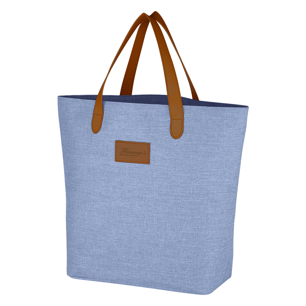 Tote Bag, Heathered Debossing - Blue - Debossing