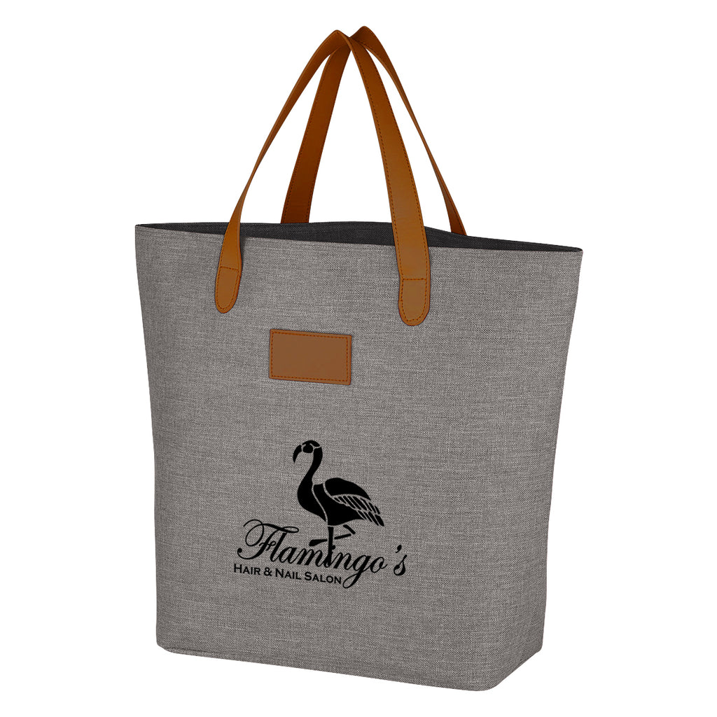 Tote Bag, Heathered Debossing - Gray - Silk Screen