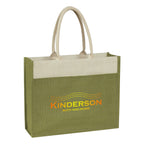 Tote Bag in Jute with Front Pocket - Light Green - Colorbrite