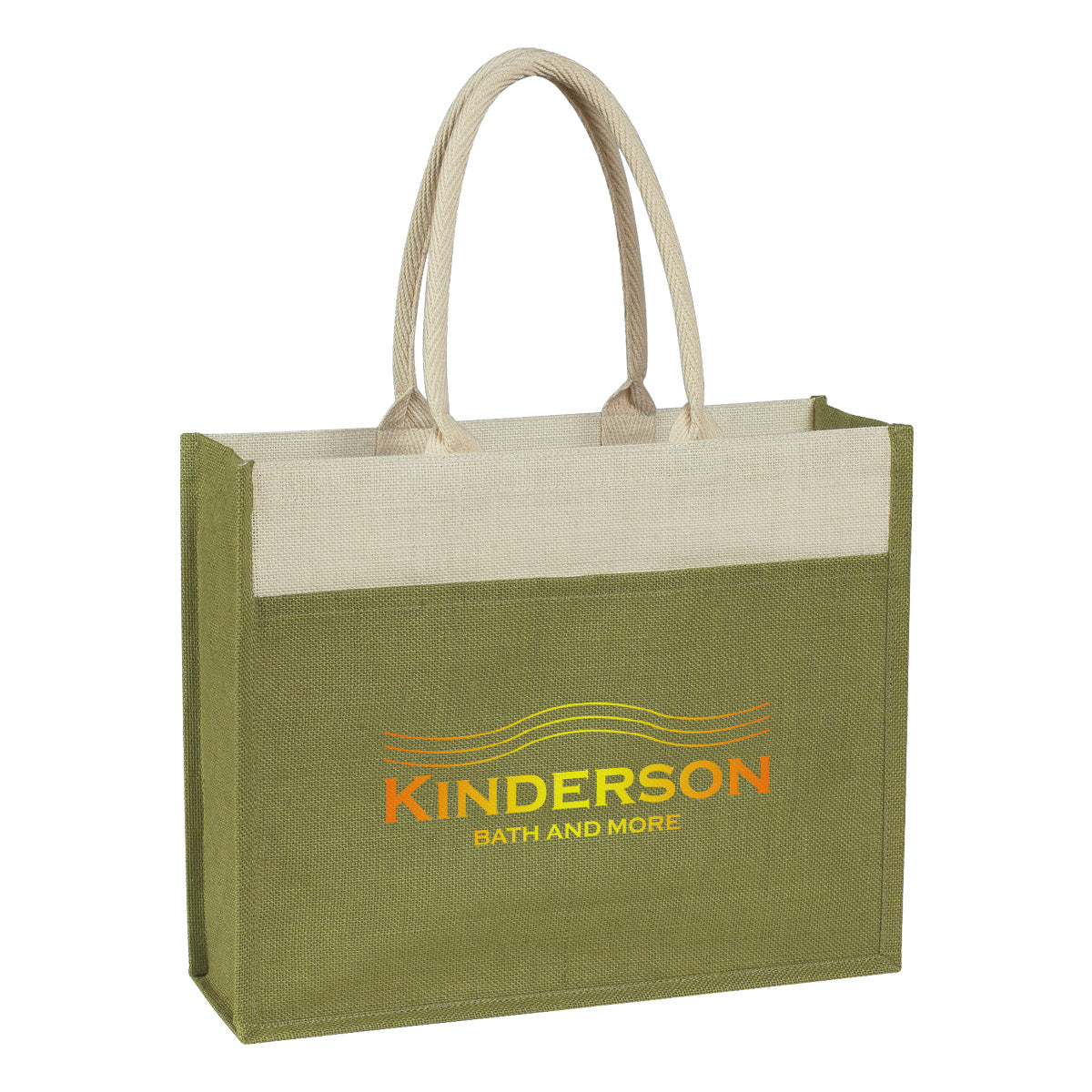 Tote Bag in Jute with Front Pocket - Light Green - Colorbrite
