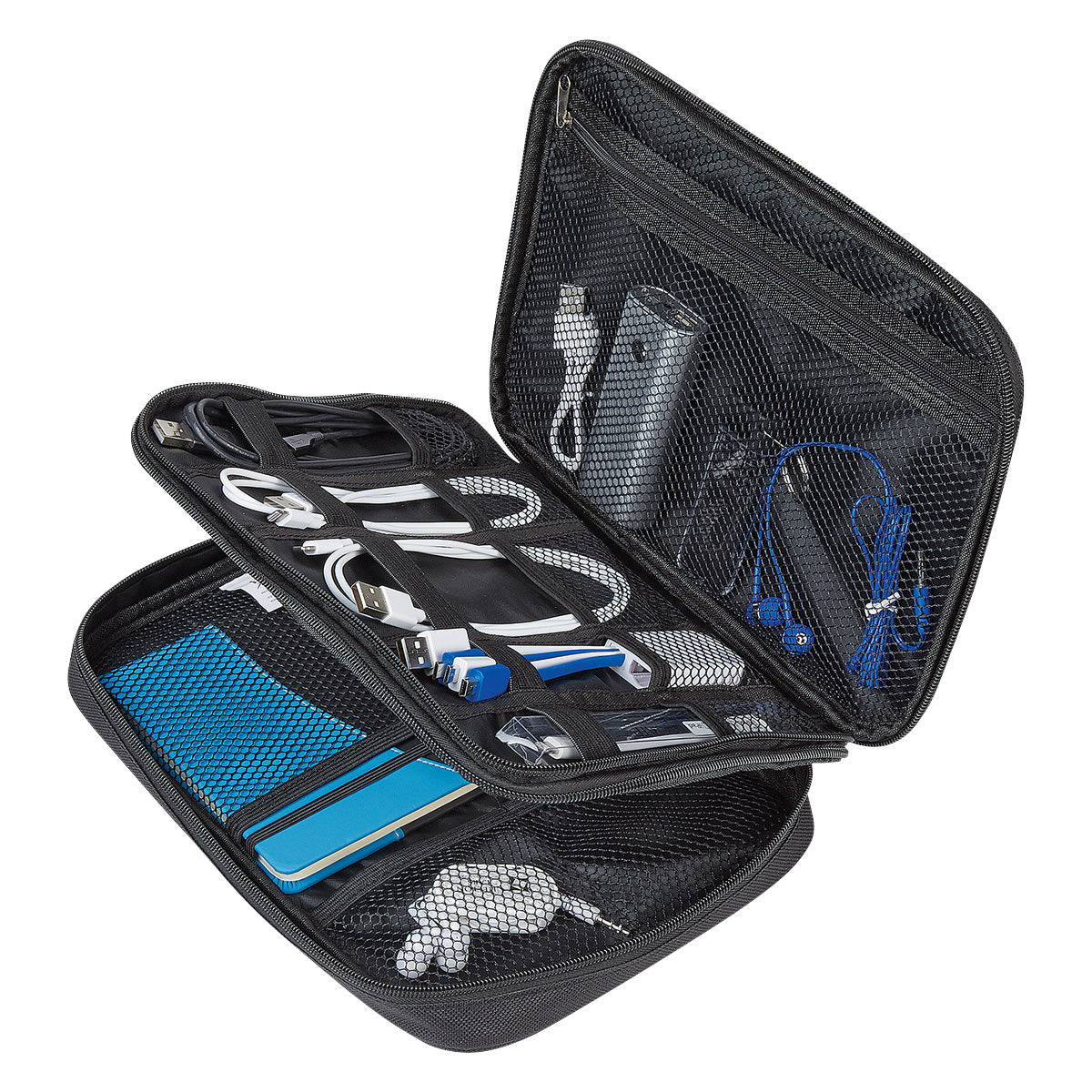 Travel Case for Electronics - Black - Propped