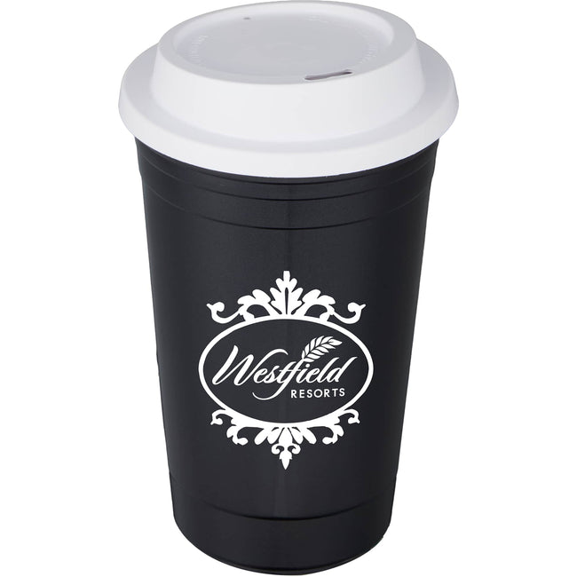 Traveler Double-Wall Coffee Cup with Sip-Through Lid, 16 oz