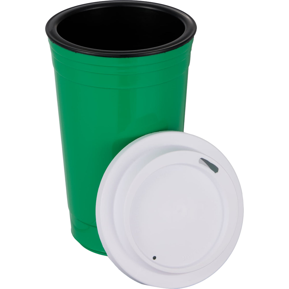Traveler Double-Wall Coffee Cup with Sip-Through Lid, 16 oz - Green - Alternate