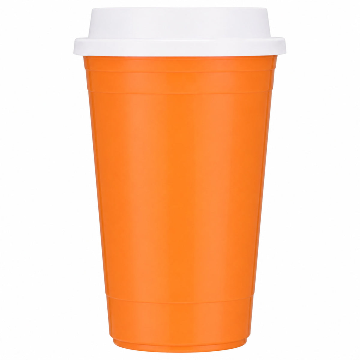 Traveler Double-Wall Coffee Cup with Sip-Through Lid, 16 oz - Orange - Straight