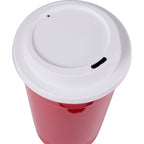 Traveler Double-Wall Coffee Cup with Sip-Through Lid, 16 oz - Red - Detail