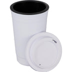 Traveler Double-Wall Coffee Cup with Sip-Through Lid, 16 oz - White - Alternate