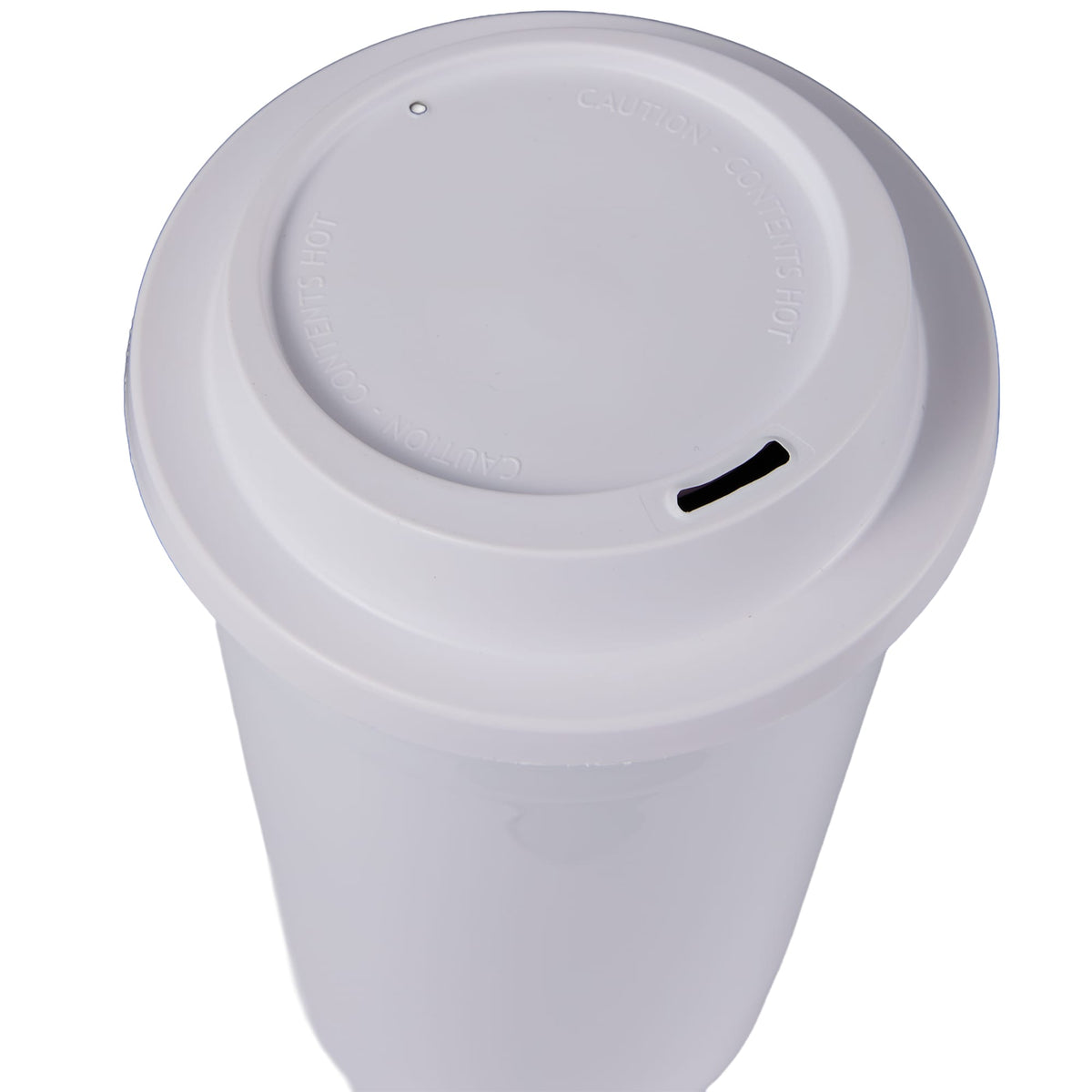 Traveler Double-Wall Coffee Cup with Sip-Through Lid, 16 oz - White - Detail