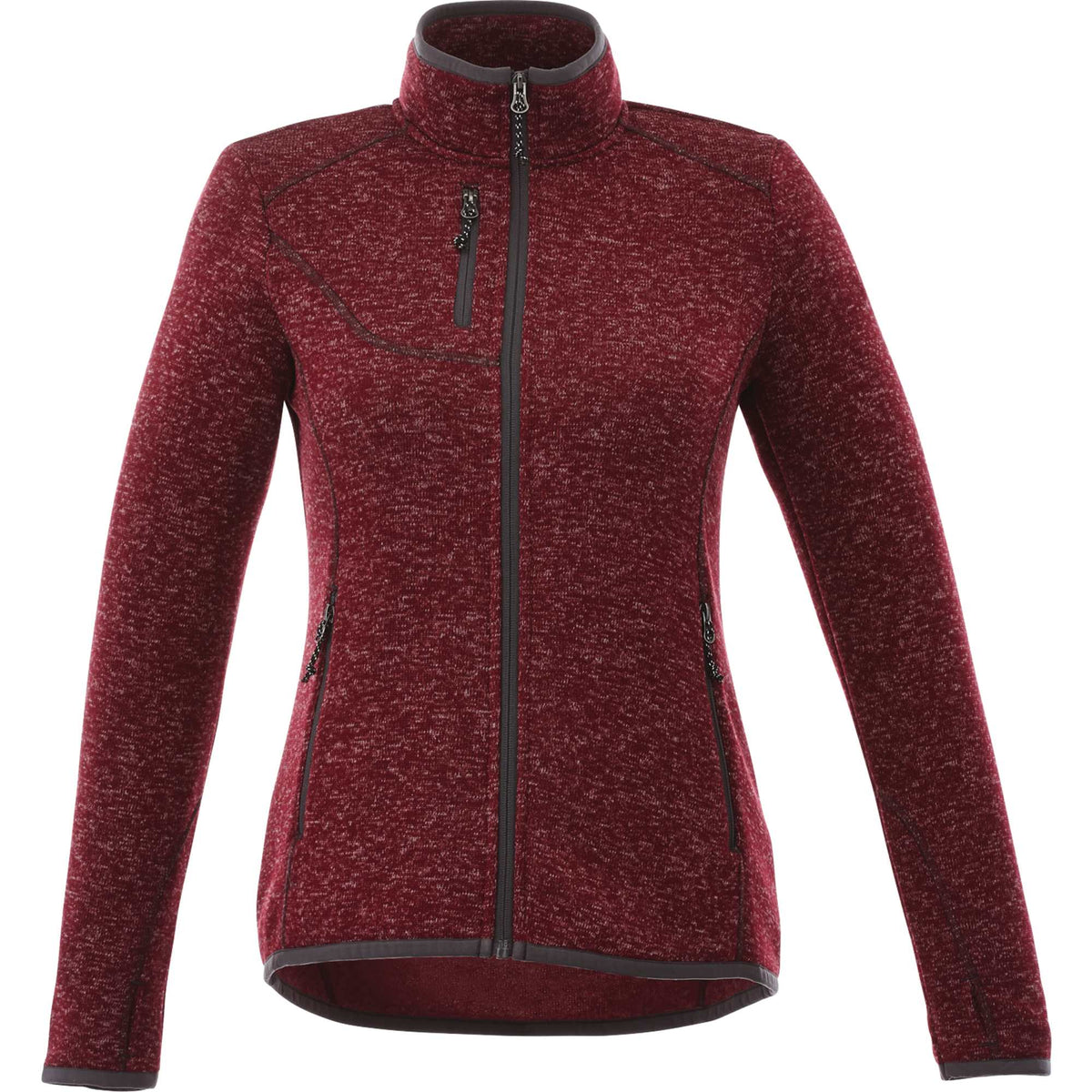 Tremblant Sweater Knit Full Zip Jacket for Women Transfer - Maroon Heather - Front Flat