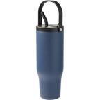 Trinity Recycled Leakproof Tumbler with Straw and Handle, 30 oz - Navy - Left Angle 2