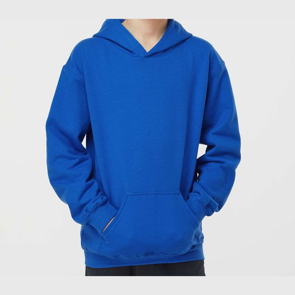 Tultex Youth Hooded Sweatshirt Full Color - Royal - On Model Front
