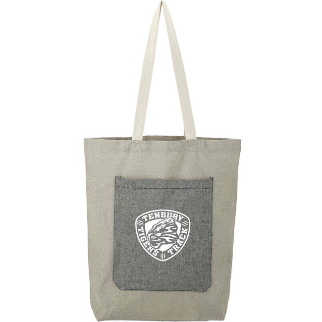 Two Tone Recycled Cotton Tote with Slash Pocket Embroidery