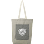 Two Tone Recycled Cotton Tote with Slash Pocket Full Color - Natural/Black - Front