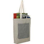 Two Tone Recycled Cotton Tote with Slash Pocket Full Color - Natural/Black - Right Angle 4
