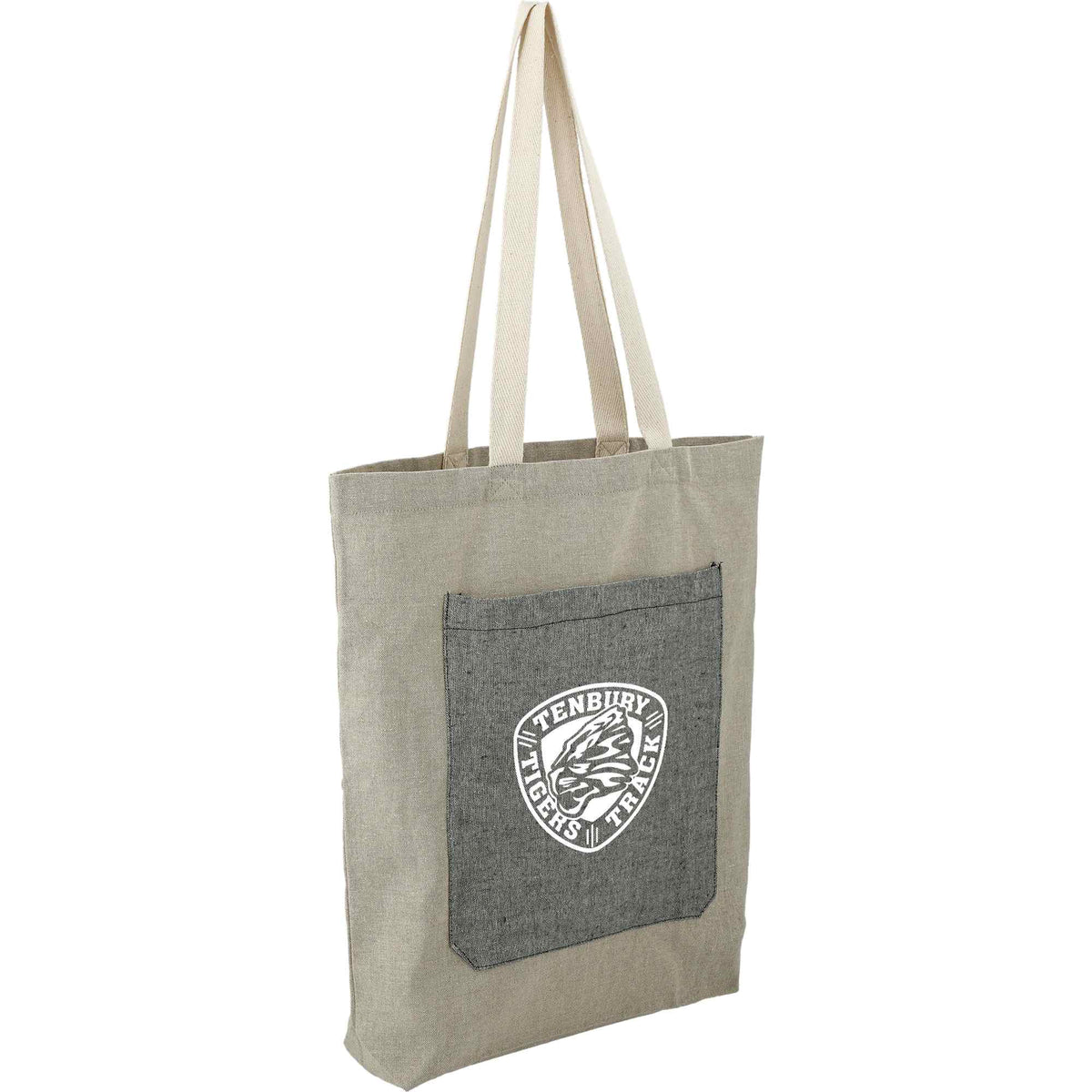 Two Tone Recycled Cotton Tote with Slash Pocket Full Color - Natural/Black - Right Angle