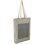 Two Tone Recycled Cotton Tote with Slash Pocket - Natural/Black - Right Angle 3