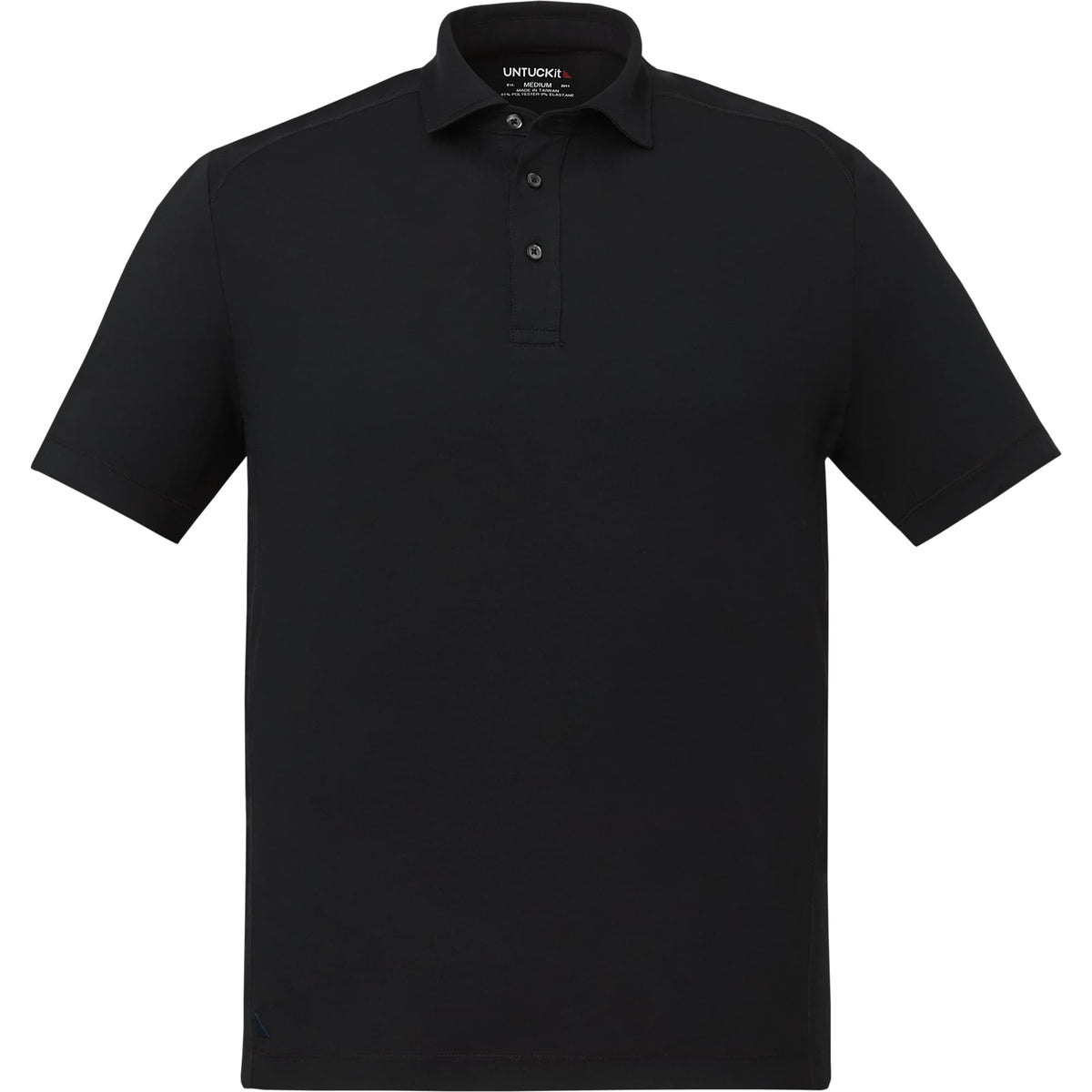 UNTUCKit Performance Knit Polo for Men Embroidery - Black - Front