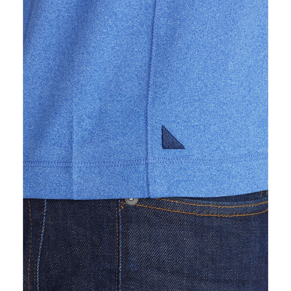 UNTUCKit Performance Knit Polo for Men Embroidery - China Blue - Front On Model 3