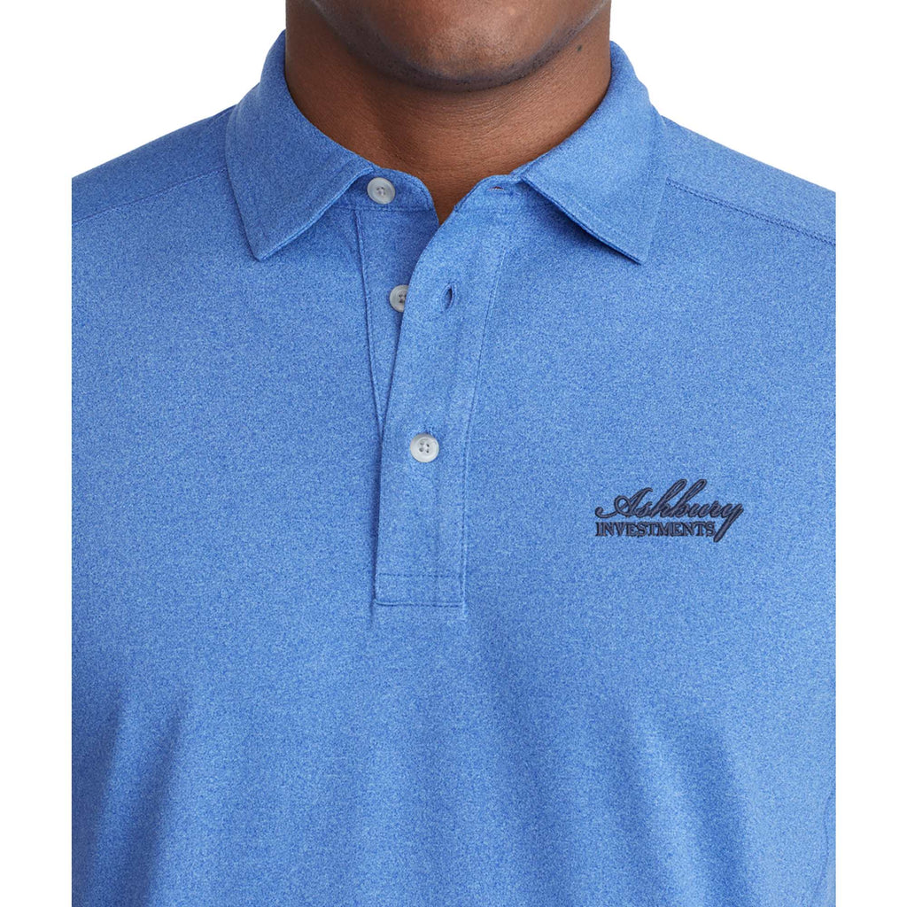 UNTUCKit Performance Knit Polo for Men Embroidery - China Blue - Front On Model