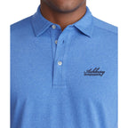 UNTUCKit Performance Knit Polo for Men Embroidery - China Blue - Front On Model