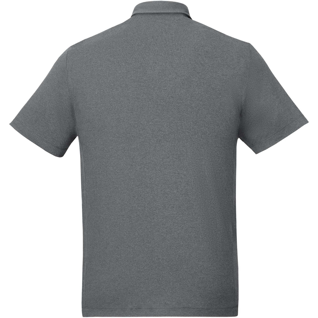 UNTUCKit Performance Knit Polo for Men Embroidery - Medium Heather Grey - Back