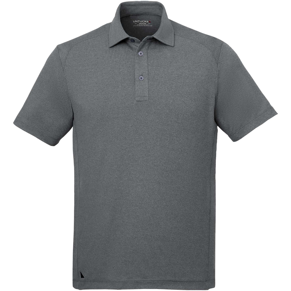 UNTUCKit Performance Knit Polo for Men Embroidery - Medium Heather Grey - Front