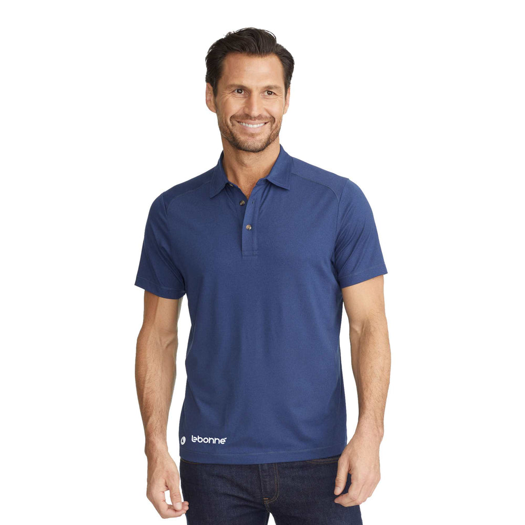 UNTUCKit Performance Knit Polo for Men Embroidery - Navy - Front On Model 2