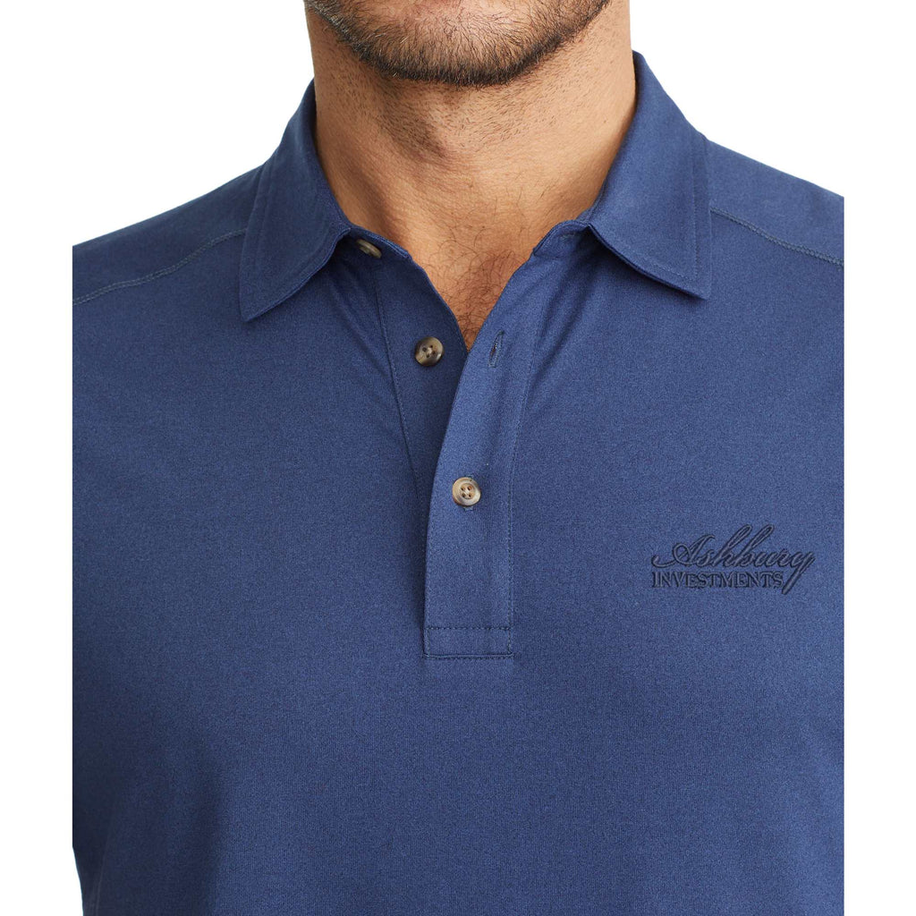 UNTUCKit Performance Knit Polo for Men Embroidery - Navy - Front On Model