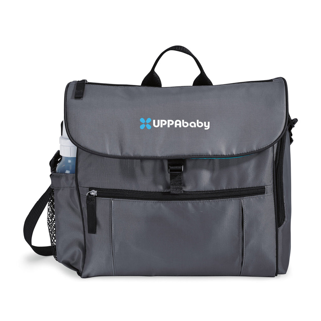 Uptown Convertible Diaper Bag with Stroller Straps Embroidery - Grey - View 1