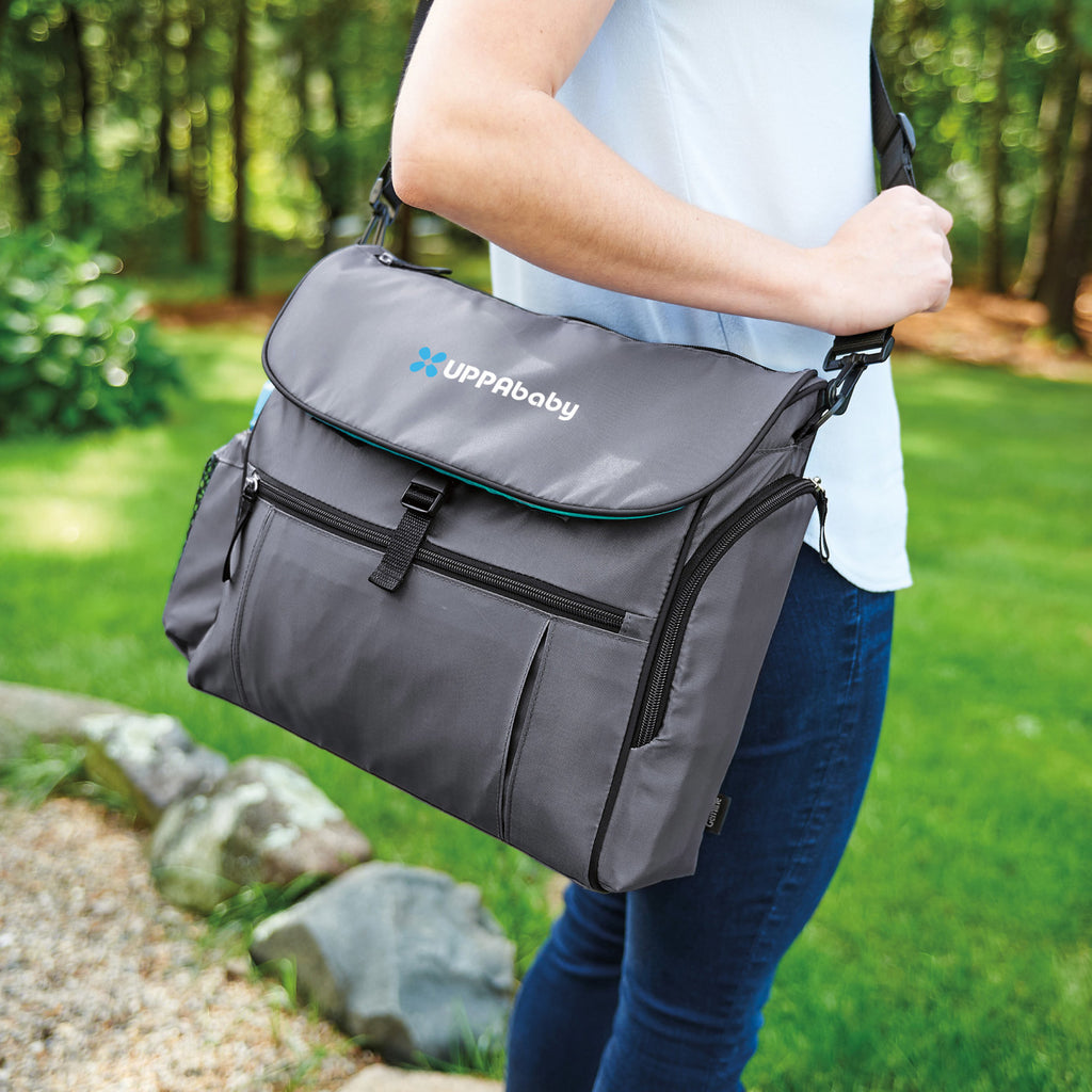 Uptown Convertible Diaper Bag with Stroller Straps Embroidery - Grey - View 8