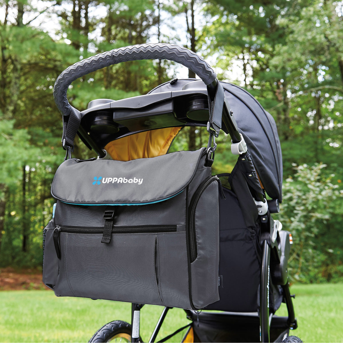 Uptown Convertible Diaper Bag with Stroller Straps Embroidery - Grey - View 9