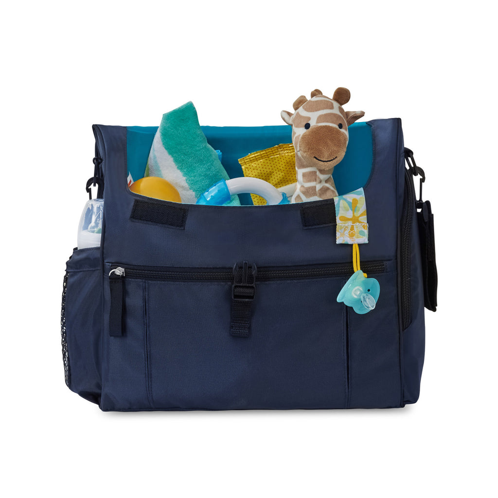 Uptown Convertible Diaper Bag with Stroller Straps Embroidery - Navy Blue - View 3